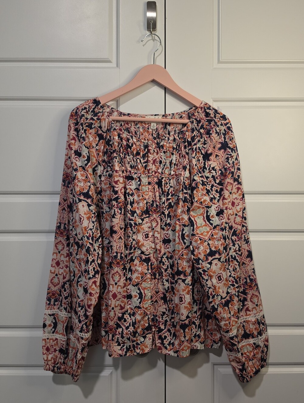 Wonderly Multi-Color Floral Pleated Pintuck Blouse size 2X